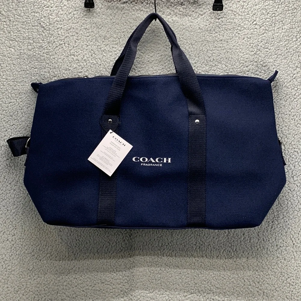 Coach Duffel Bag Large Navy Travel Gym‎ Weekender Tote Fragrance Promo NWT - Picture 3 of 13